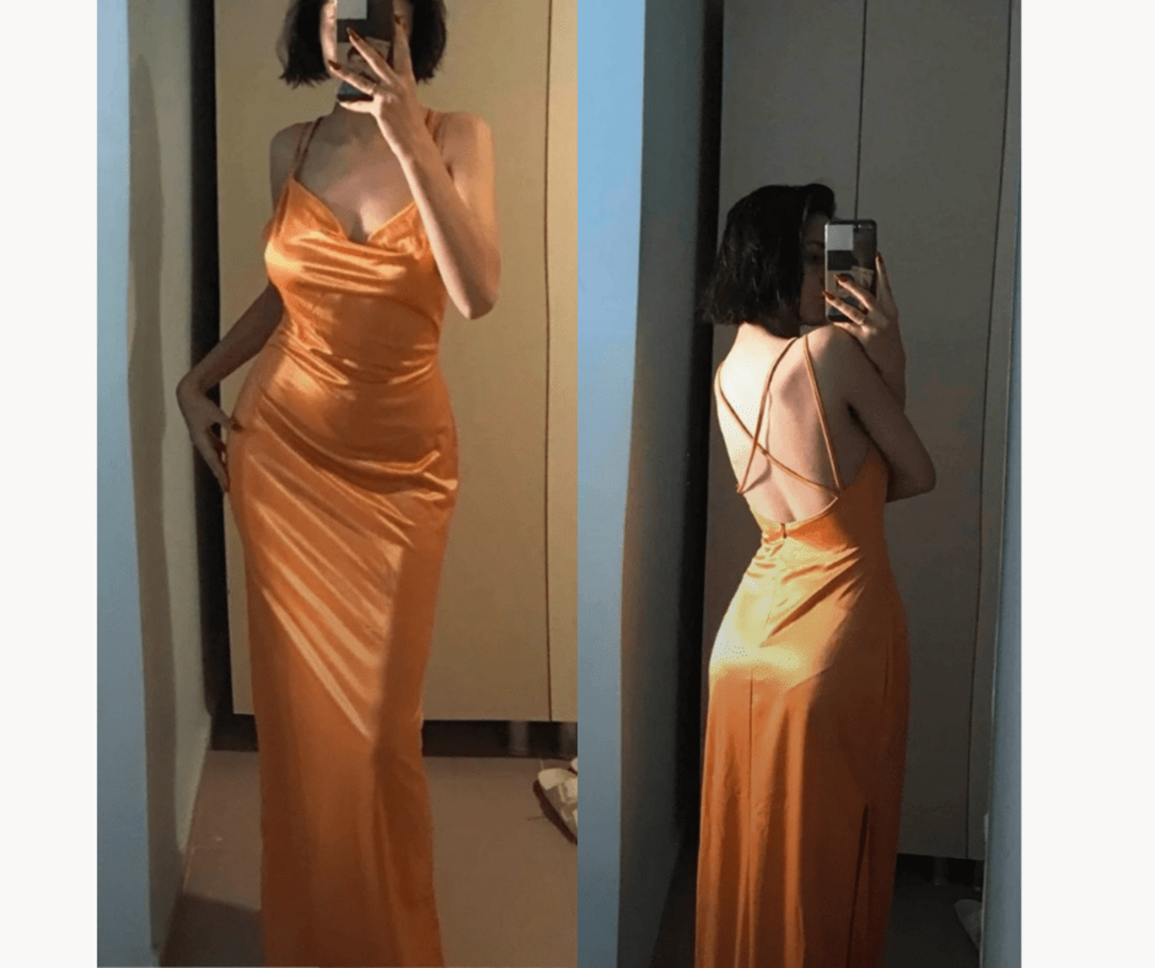 Vestido naranja espalda descubierta - 2