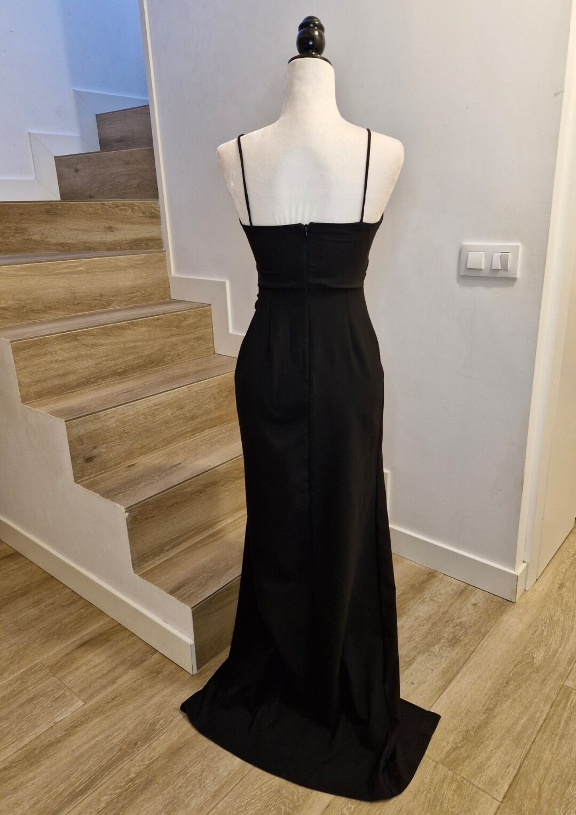 Vestido de fiesta negro drapeado - 3