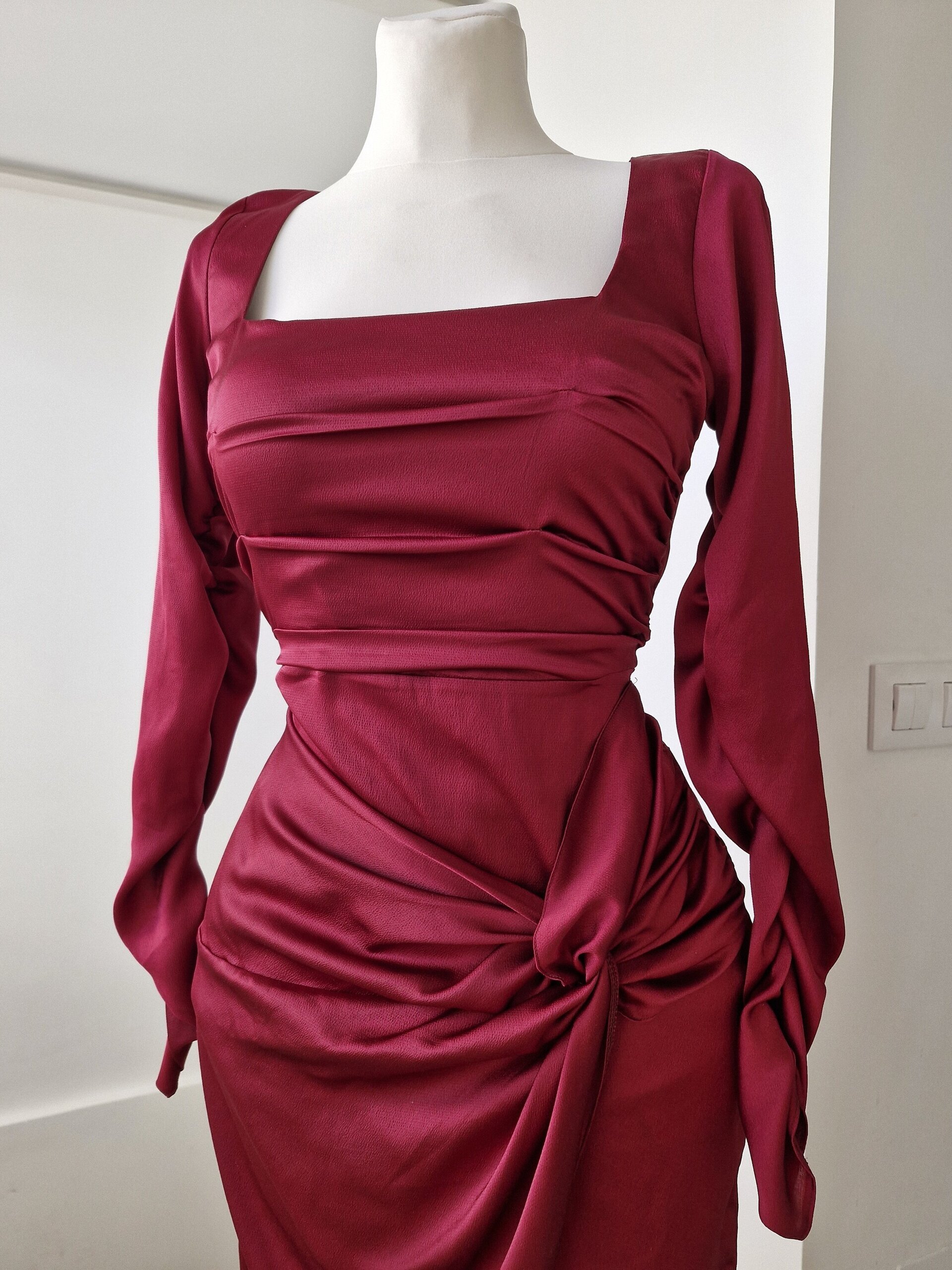 Vestido drapeado manga larga - 2
