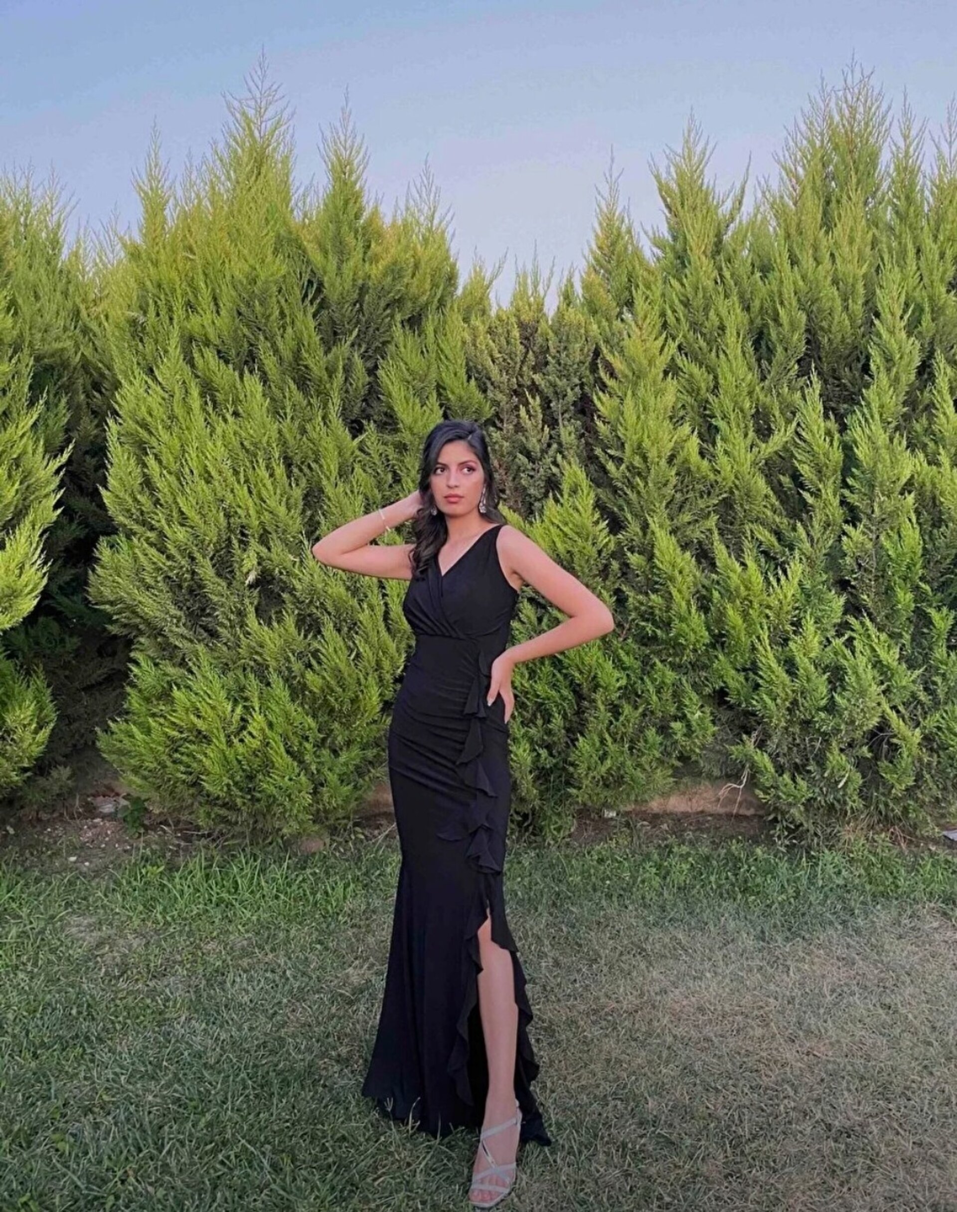 Vestido de fiesta largo con detalle volantes - 3