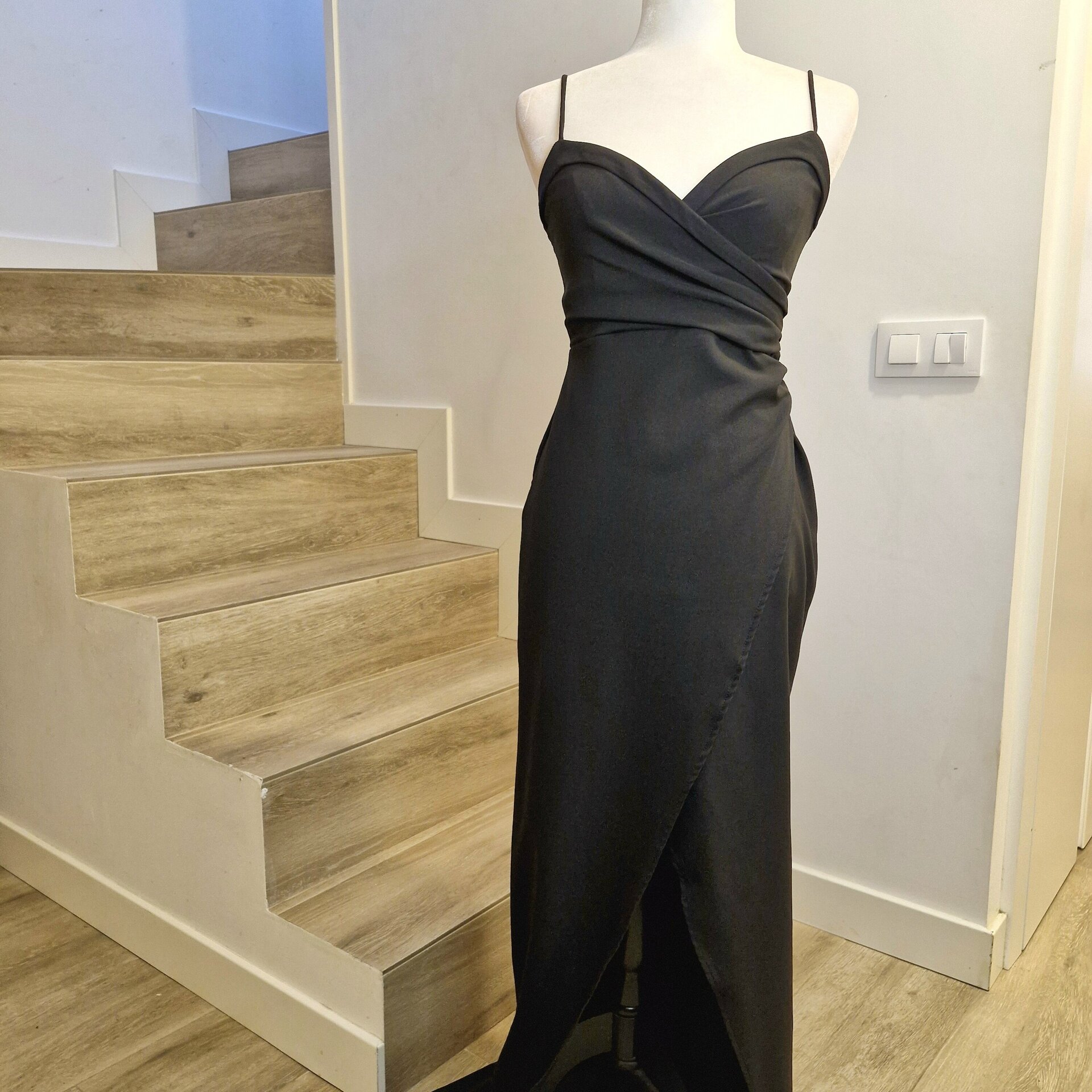Vestido de fiesta negro drapeado - 2